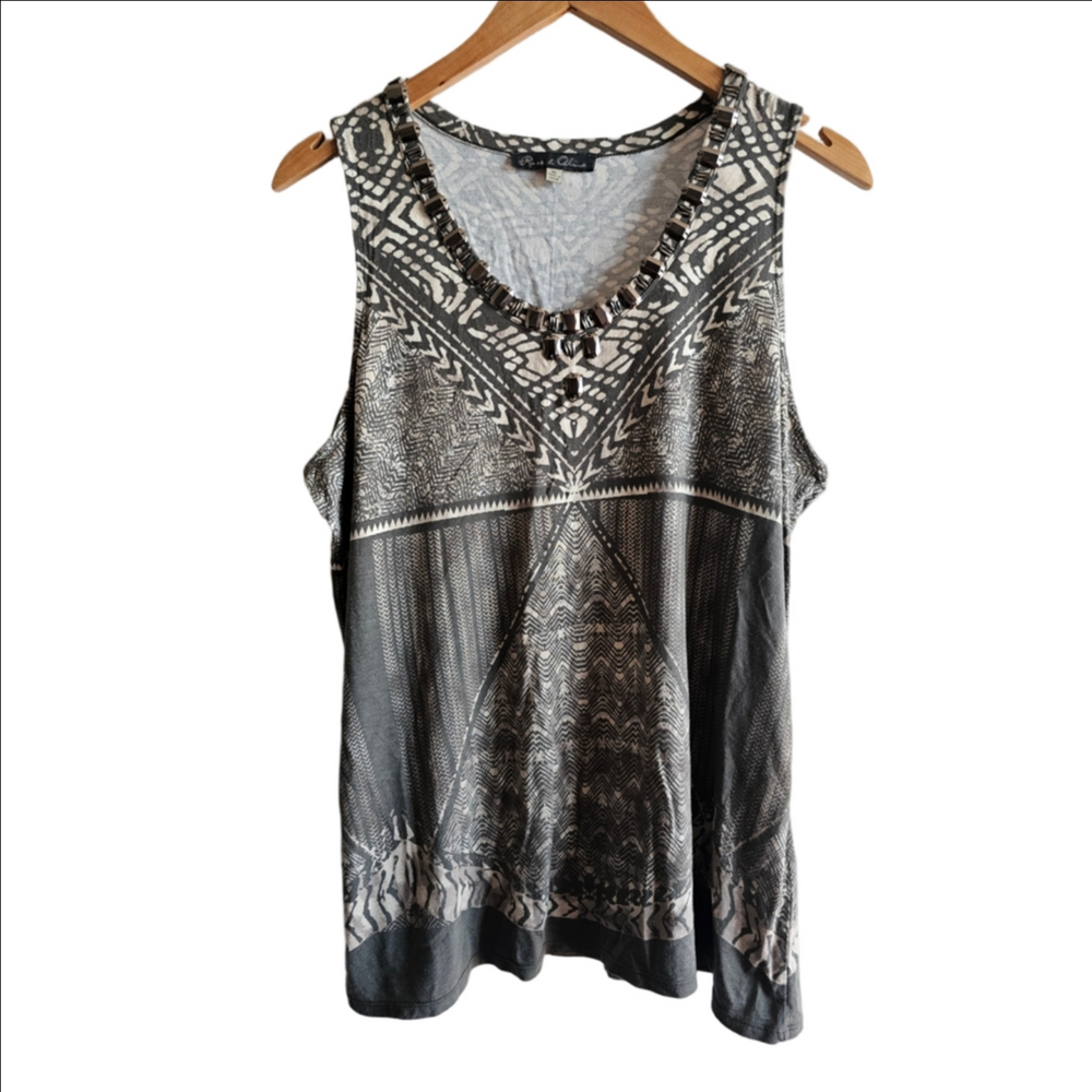 Rose & Olive Breezy Tribal V-Neck Tank Top